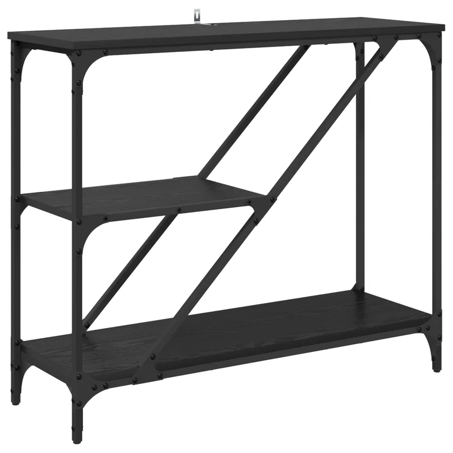 Table console Chêne noir 88,5 x 30 x 75 cm Bois d'ingénierie - 2