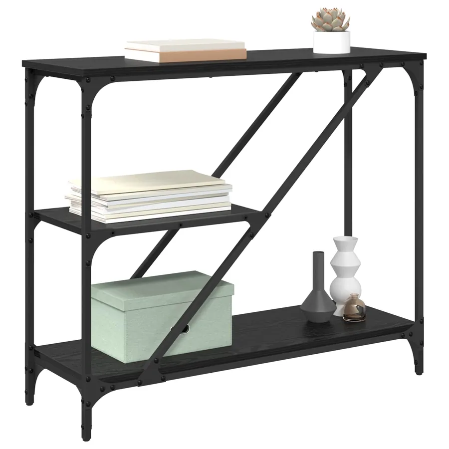 Table console Chêne noir 88,5 x 30 x 75 cm Bois d'ingénierie - 3