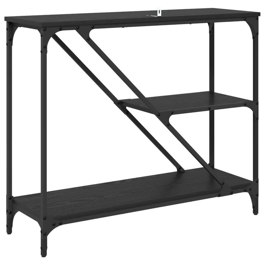 Table console Chêne noir 88,5 x 30 x 75 cm Bois d'ingénierie - 7