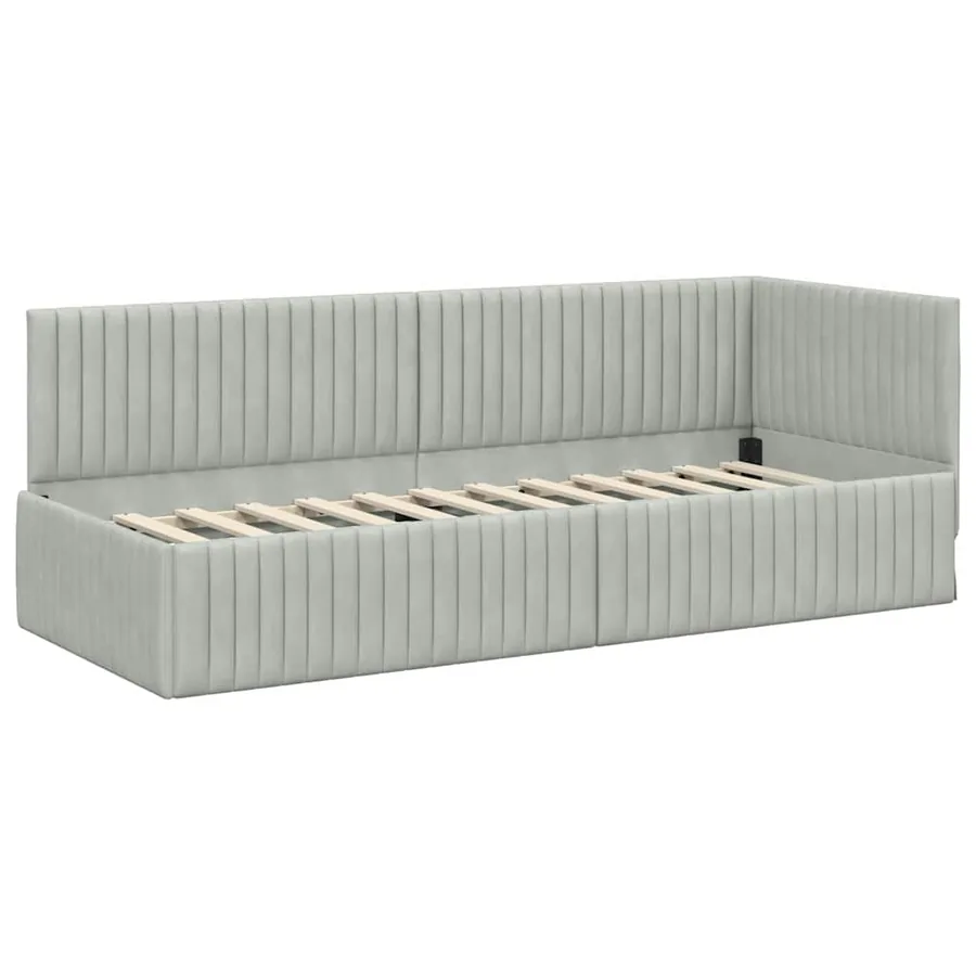 Cadre de lit d'angle avec matelas 2 pcs Gris clair Velours - 6