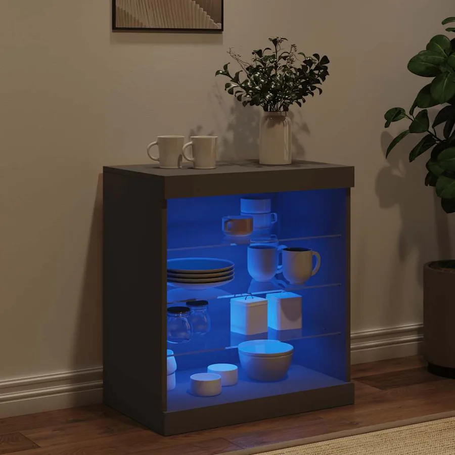 Buffet avec lumières LED noir 60,5x37x67 cm - 3