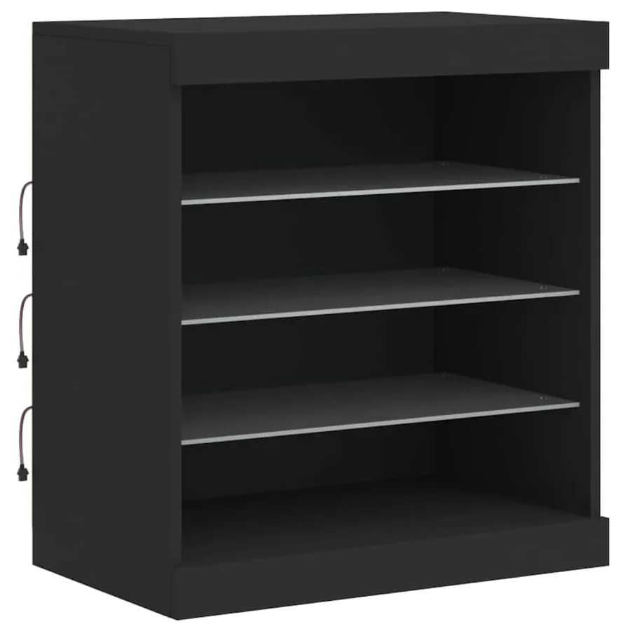 Buffet avec lumières LED noir 60,5x37x67 cm - 5