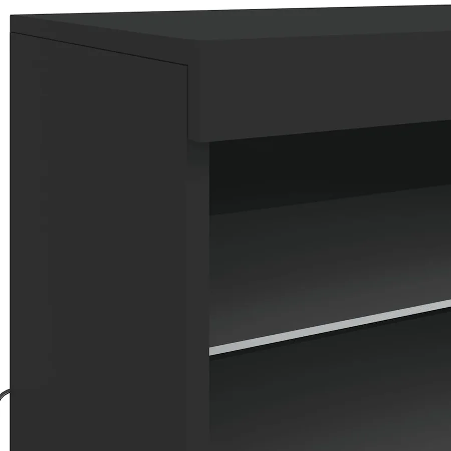 Buffet avec lumières LED noir 60,5x37x67 cm - 9