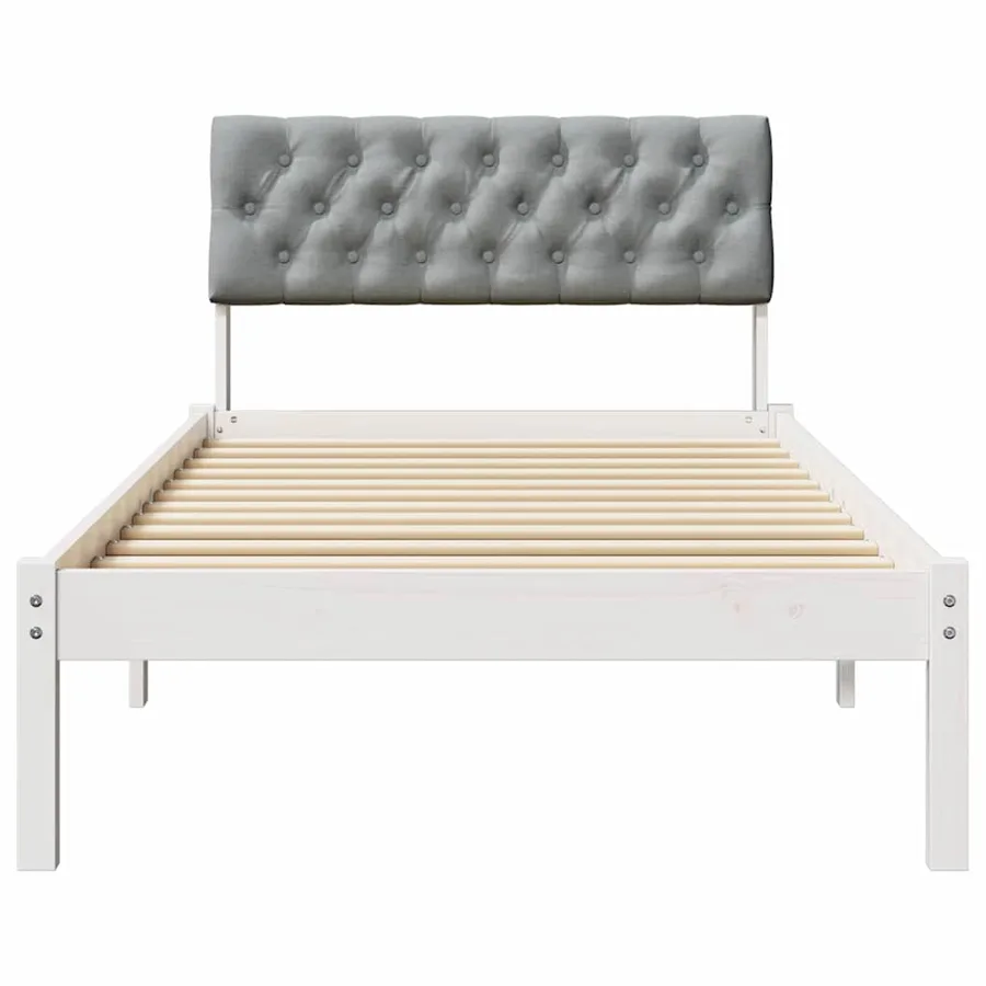 Cadre de lit Blanc et gris clair 90 x 200 cm Bois massif en pin - 5