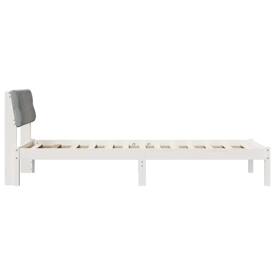 Cadre de lit Blanc et gris clair 90 x 200 cm Bois massif en pin - 6