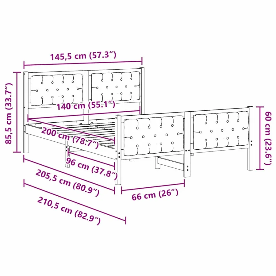 Cadre de lit Gris clair 140 x 200 cm Pin massif - 11