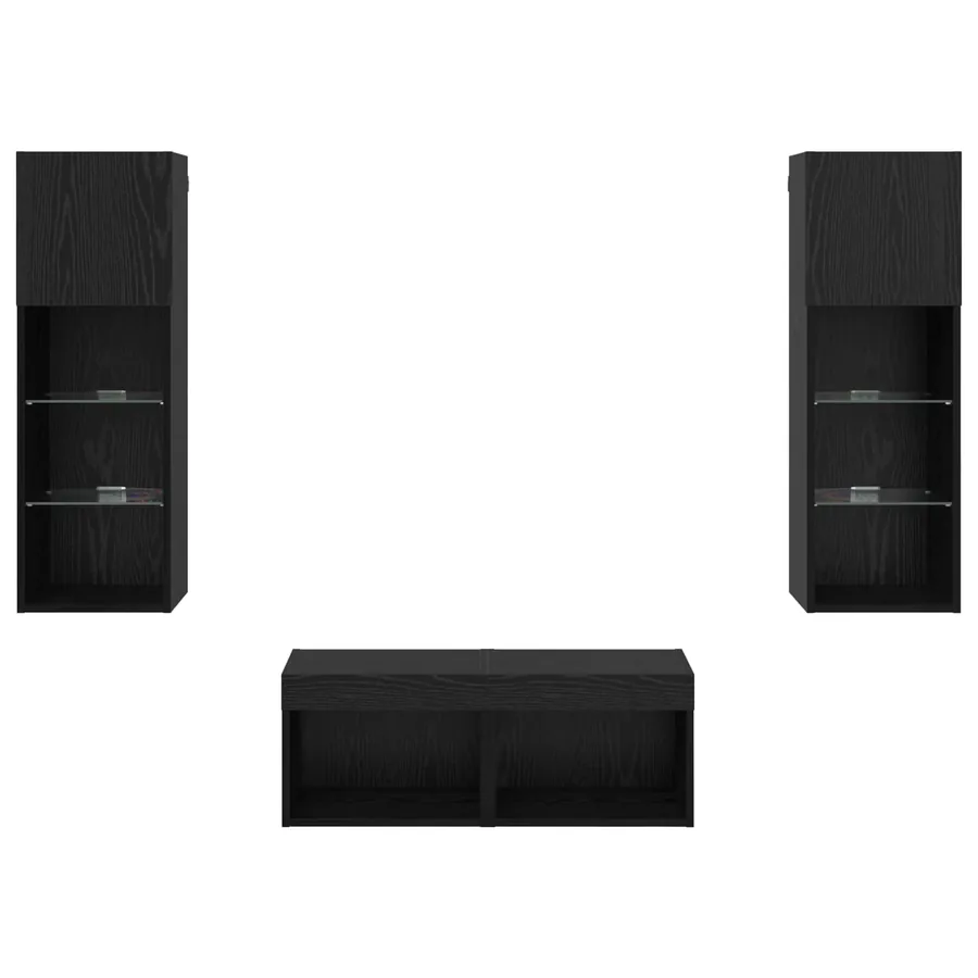 Meubles TV muraux 4 pcs Chêne noir Bois d'ingénierie - 9