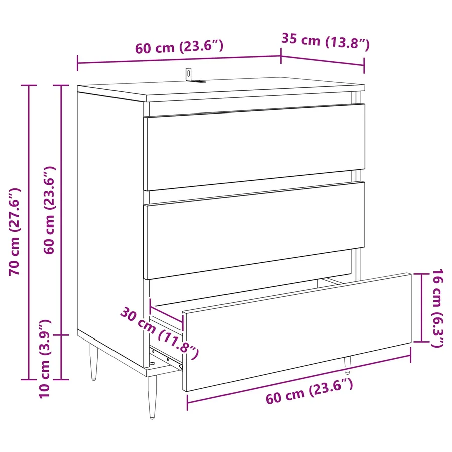 Buffet Chêne artisanal 60 x 35 x 70 cm Bois d'ingénierie - 14