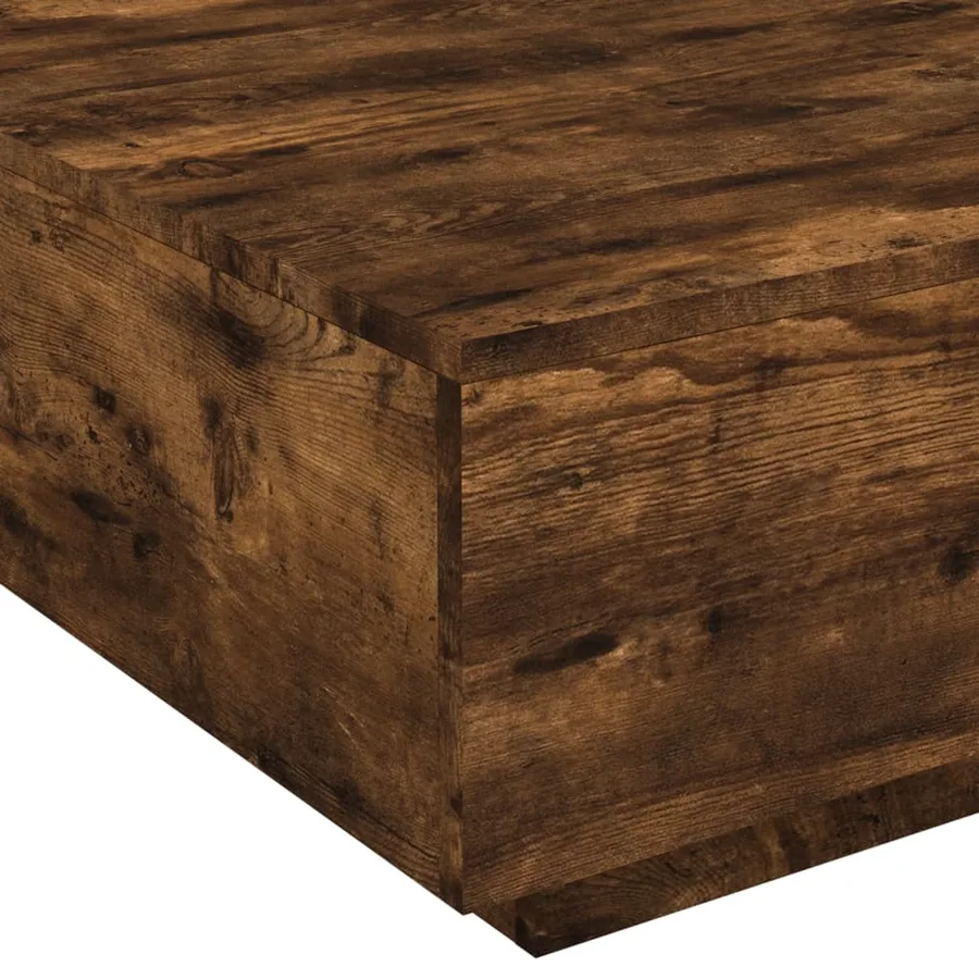 Table basse avec lumières LED chêne fumé 80x80x31 cm - 10