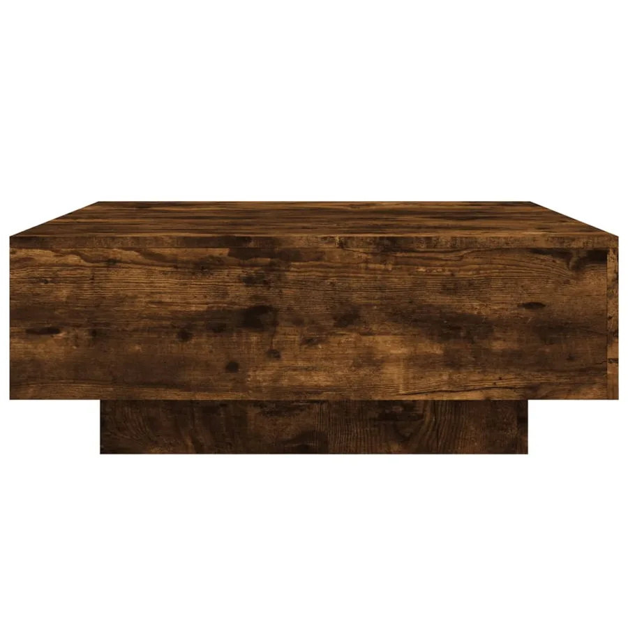 Table basse avec lumières LED chêne fumé 80x80x31 cm - 8