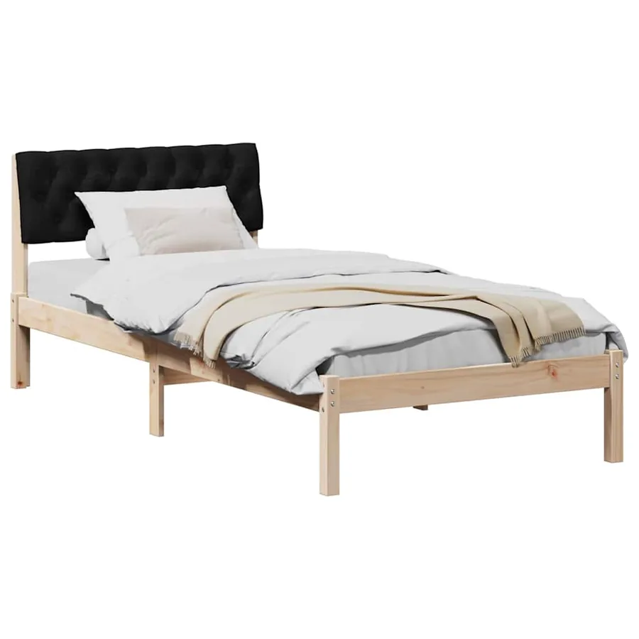 Cadre de lit Marron et noir 90 x 190 cm Bois massif en pin - 3