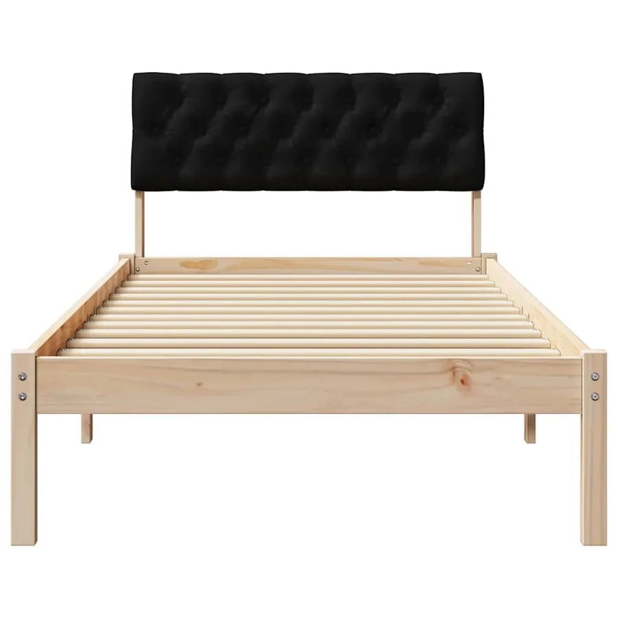 Cadre de lit Marron et noir 90 x 190 cm Bois massif en pin - 5