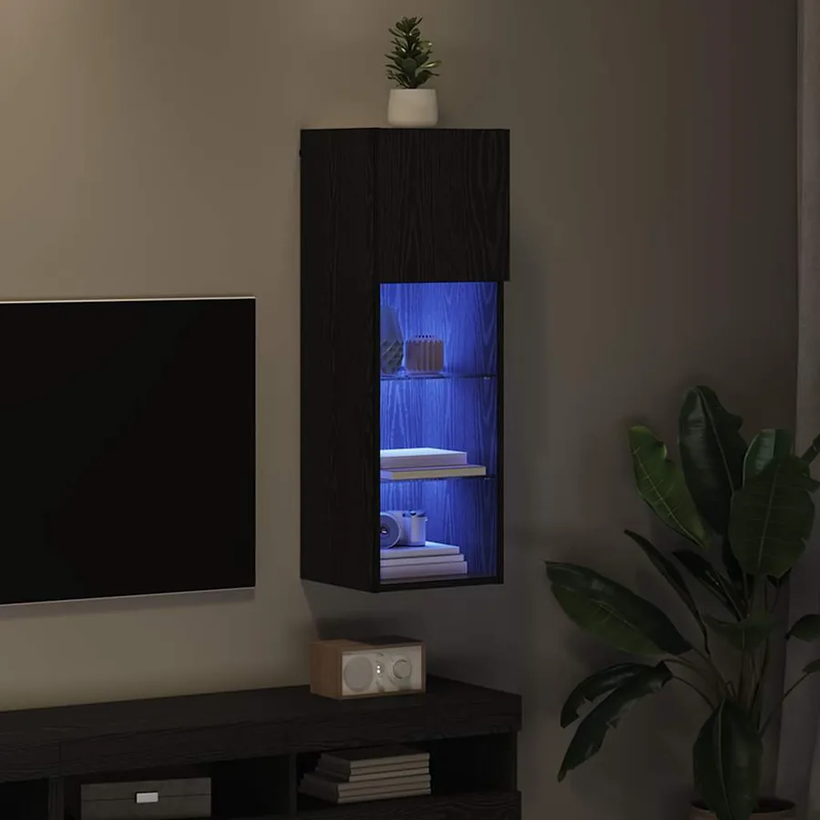 Meuble TV mural Chêne noir 30,5 x 30 x 90 cm Bois d'ingénierie - 5