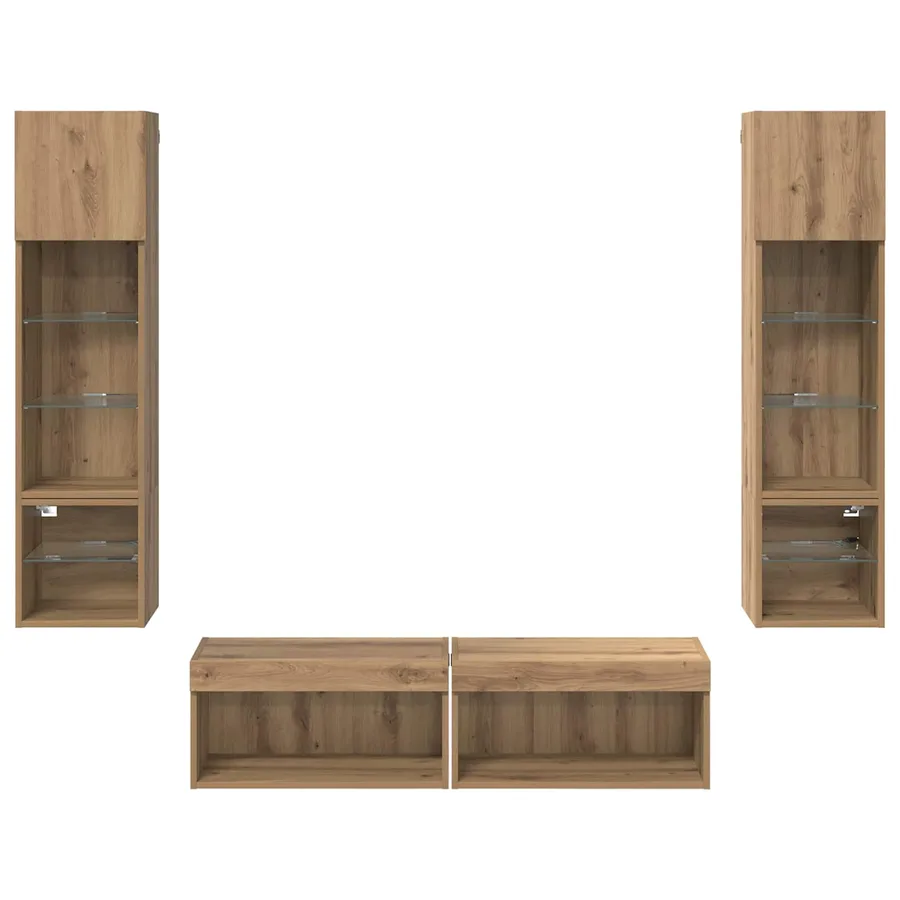 Unité murale de TV 6 pcs Chêne artisanal Bois d'ingénierie - 10