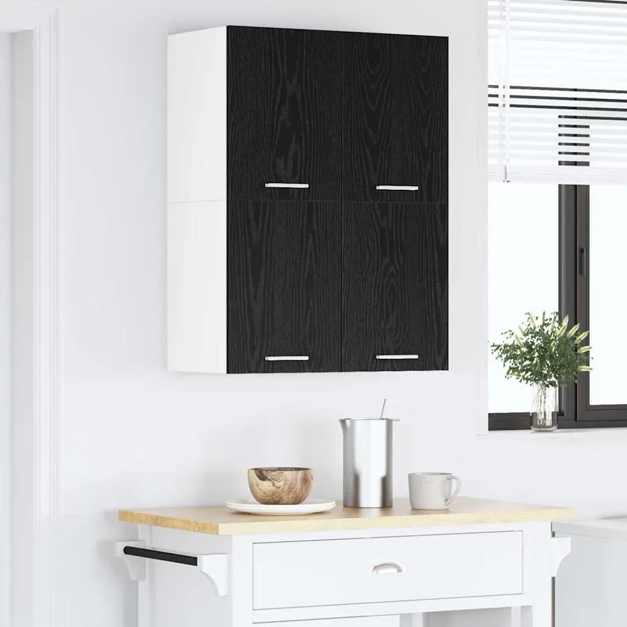 Armoire suspendue 2 pcs Chêne noir et Blanc 60 x 31 x 40 cm - 4