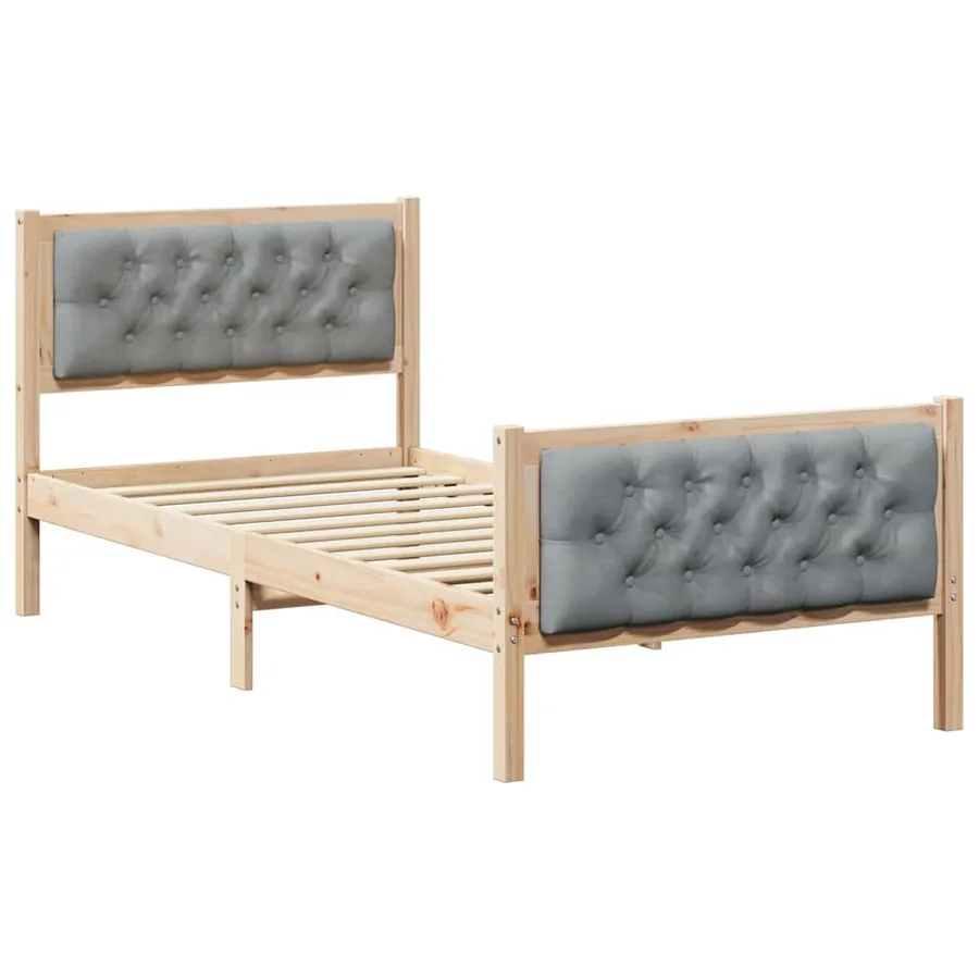 Cadre de lit avec tête de lit Gris clair 90 x 200 cm Pin massif - 2