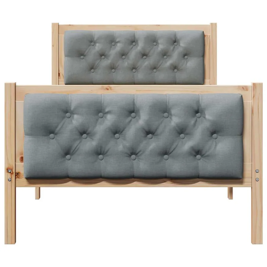 Cadre de lit avec tête de lit Gris clair 90 x 200 cm Pin massif - 5