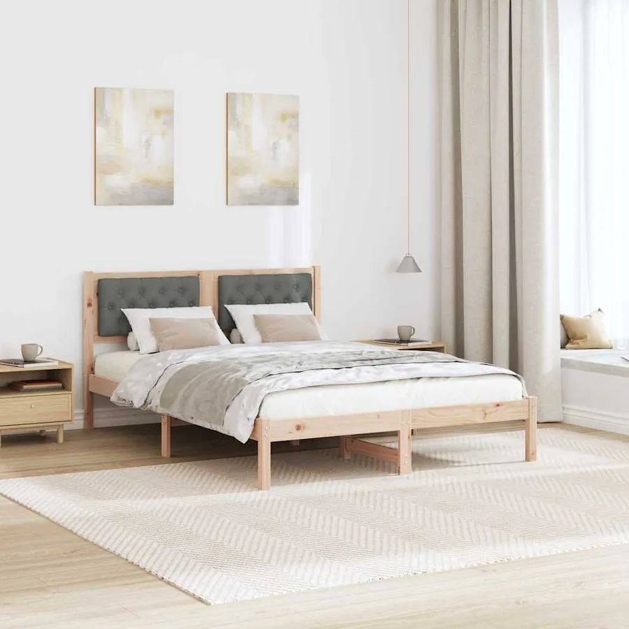 Cadre de lit Gris foncé 150 x 200 cm Pin massif - 4