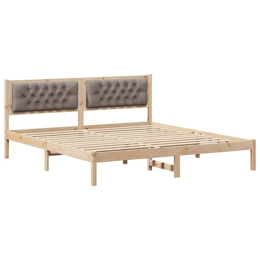 Cadre de lit avec tête de lit Taupe 160 x 200 cm Pin massif - 2