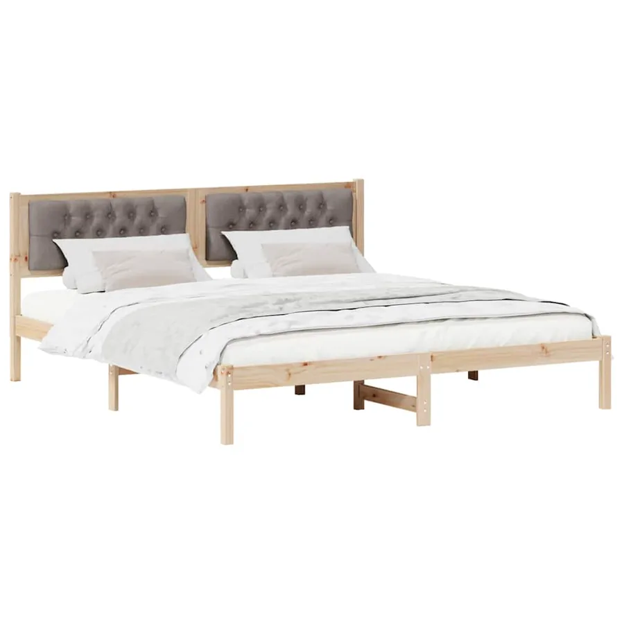 Cadre de lit avec tête de lit Taupe 160 x 200 cm Pin massif - 3