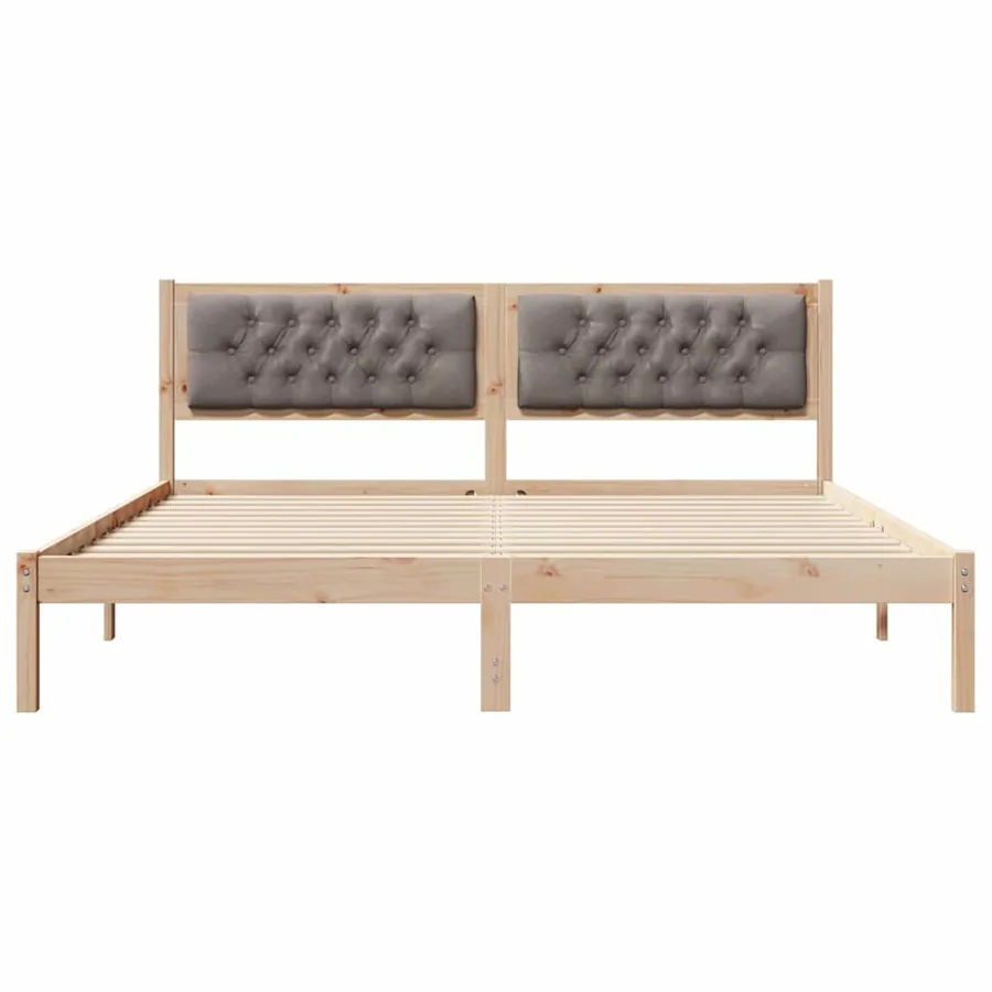 Cadre de lit avec tête de lit Taupe 160 x 200 cm Pin massif - 5