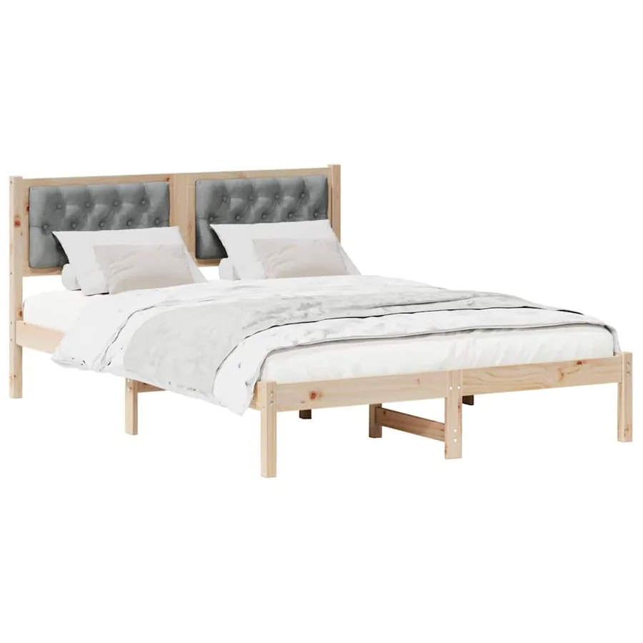 Cadre de lit Gris clair 140 x 190 cm Pin massif - 3