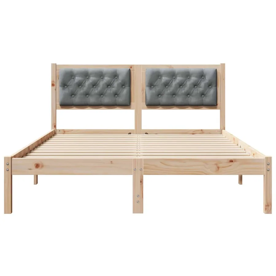 Cadre de lit Gris clair 140 x 190 cm Pin massif - 5