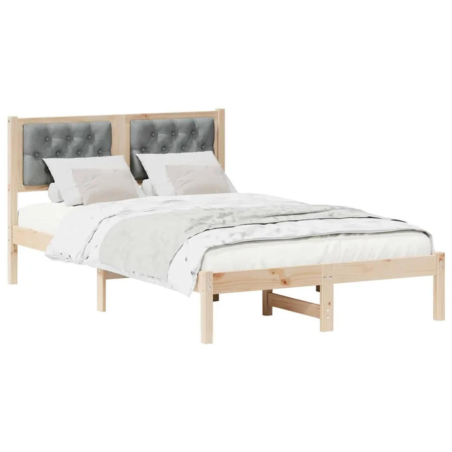 Cadre de lit Gris clair 120 x 190 cm Pin massif - 3