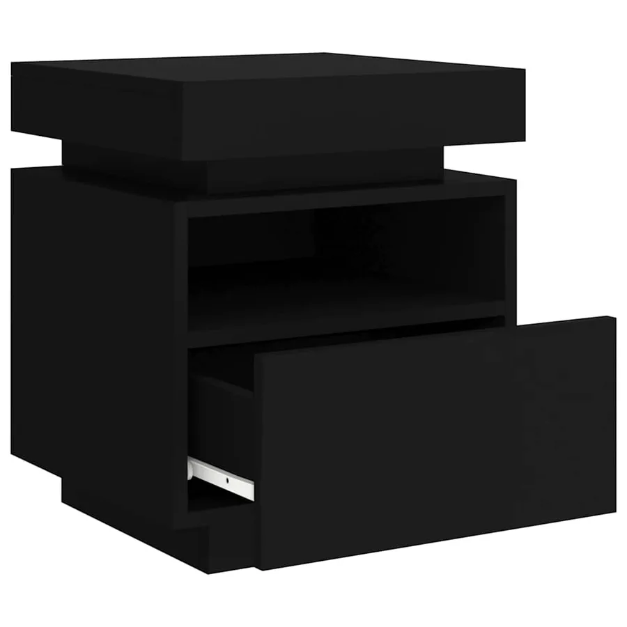 Armoires de chevet avec lumières LED 2 pcs noir 40x39x48,5 cm - 6