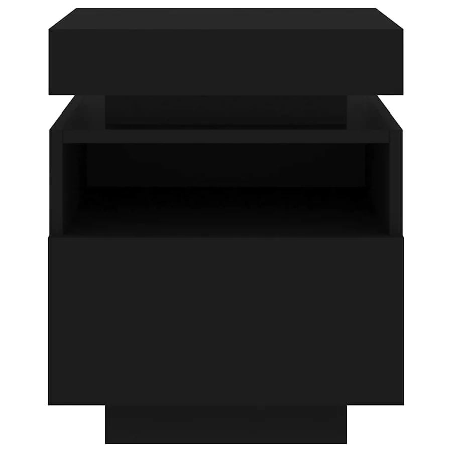 Armoires de chevet avec lumières LED 2 pcs noir 40x39x48,5 cm - 7