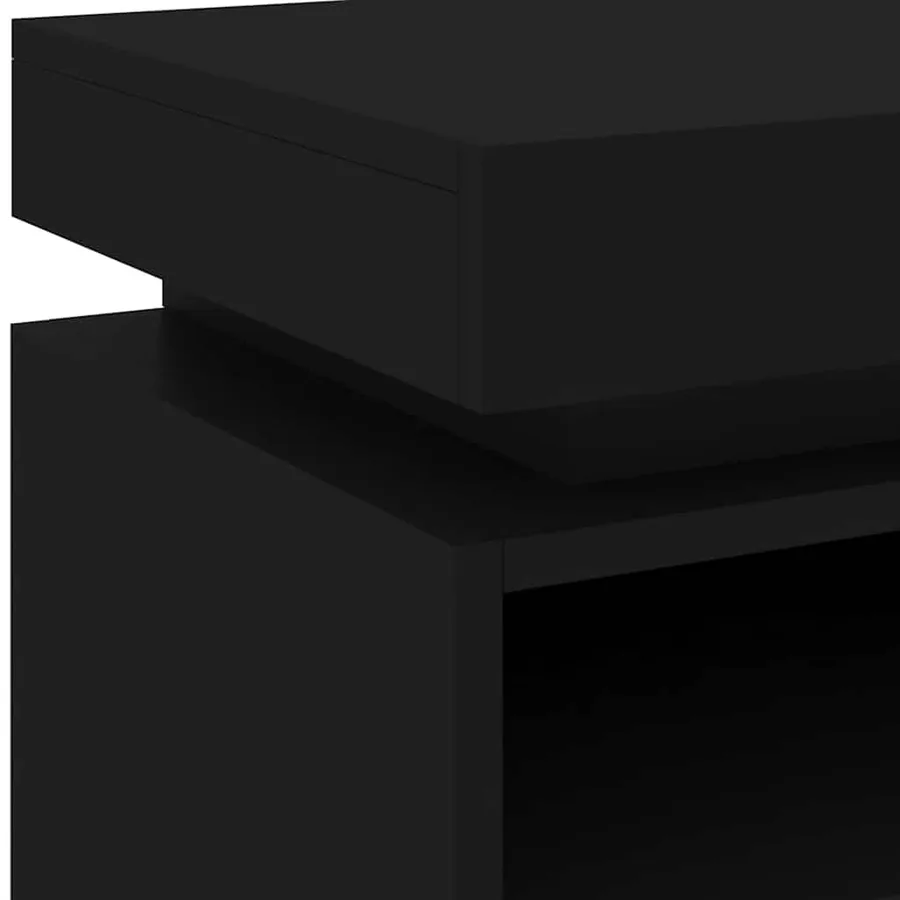 Armoires de chevet avec lumières LED 2 pcs noir 40x39x48,5 cm - 8