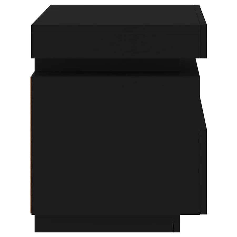 Armoires de chevet avec lumières LED 2 pcs noir 40x39x48,5 cm - 9