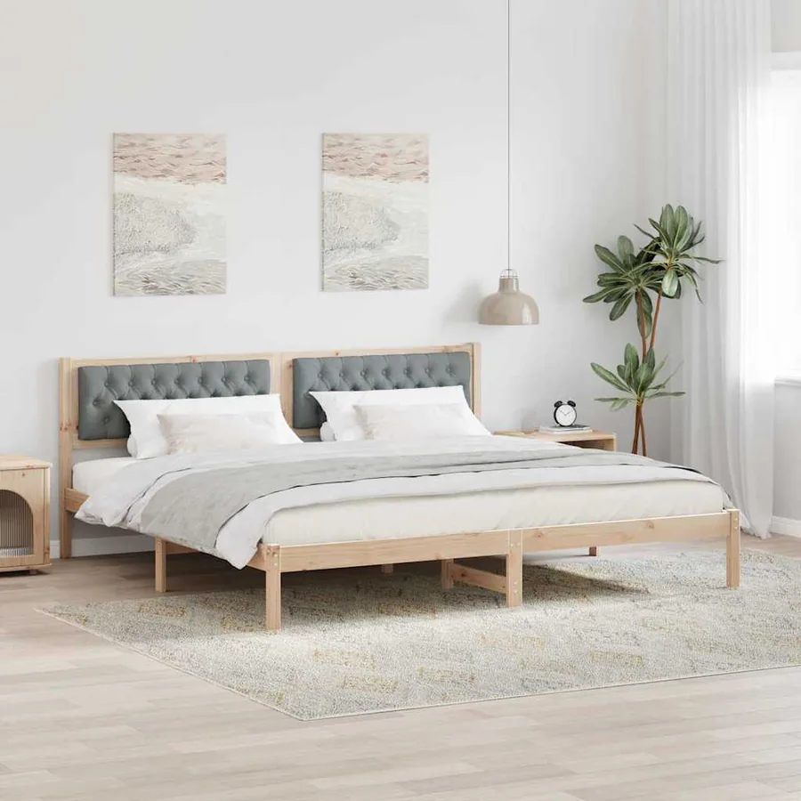 Cadre de lit Gris clair 200 x 200 cm Pin massif