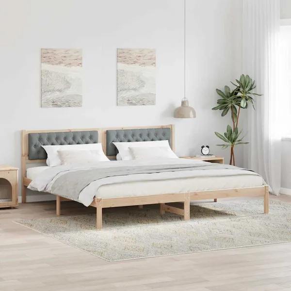 Cadre de lit Gris clair 200 x 200 cm Pin massif
