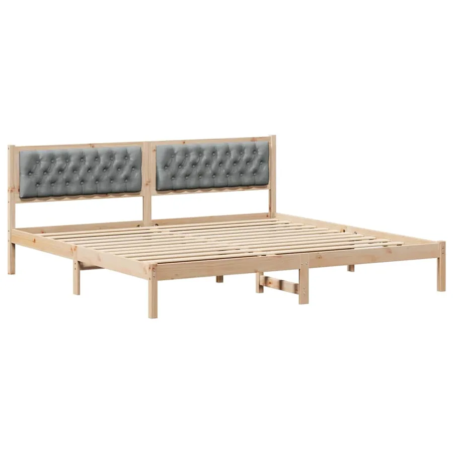 Cadre de lit Gris clair 200 x 200 cm Pin massif - 2