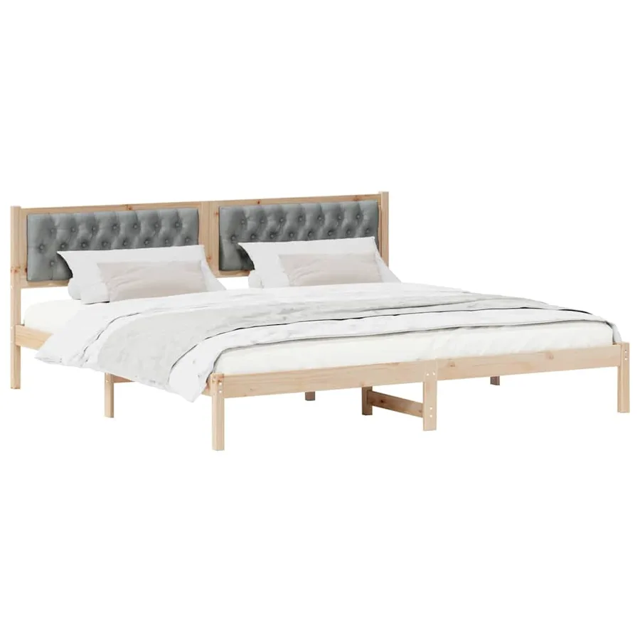 Cadre de lit Gris clair 200 x 200 cm Pin massif - 3