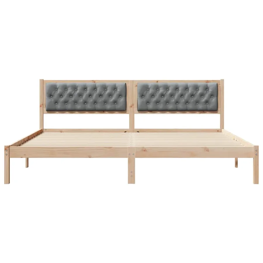 Cadre de lit Gris clair 200 x 200 cm Pin massif - 5