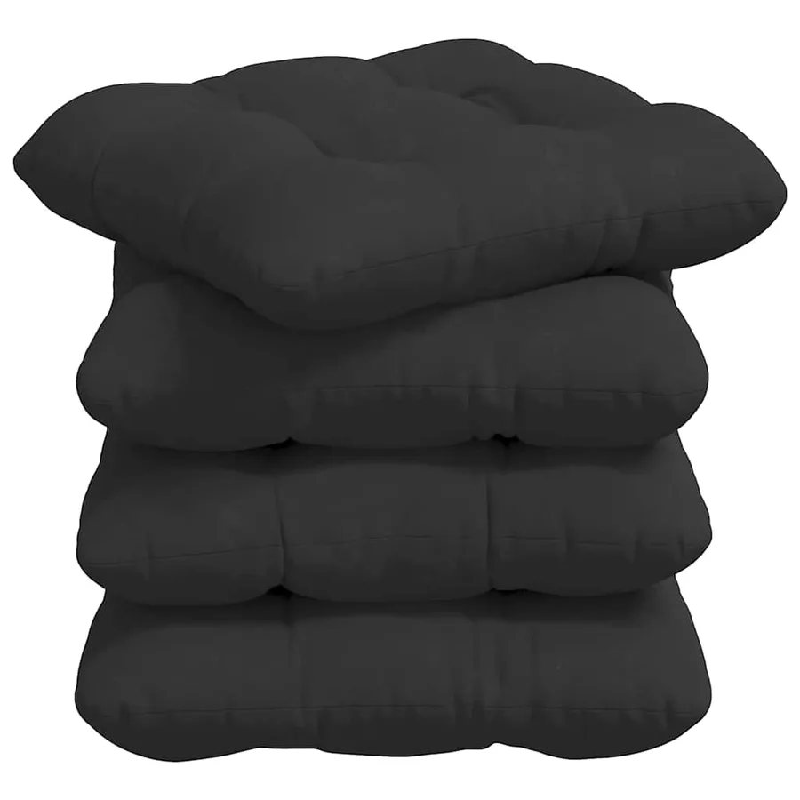 Coussins de siège 4 pcs Noir 40 x 40 cm Tissu en microfibre - 2