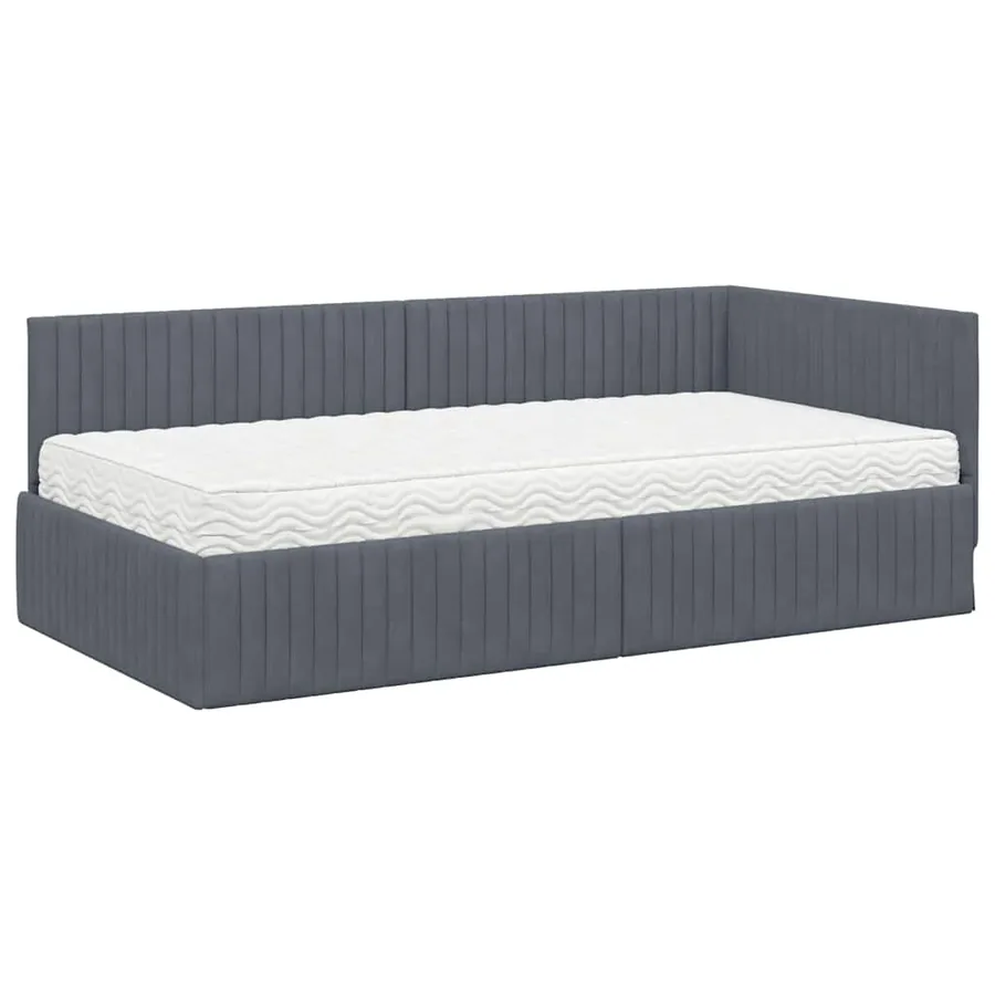 Cadre de lit d'angle avec matelas 2 pcs Gris Velours - 4