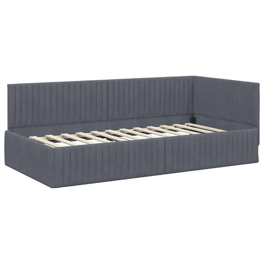 Cadre de lit d'angle avec matelas 2 pcs Gris Velours - 5