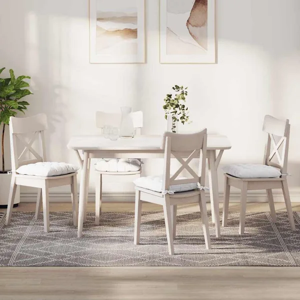 Coussins de siège 4 pcs Blanc 40 x 40 x 6 cm tissu