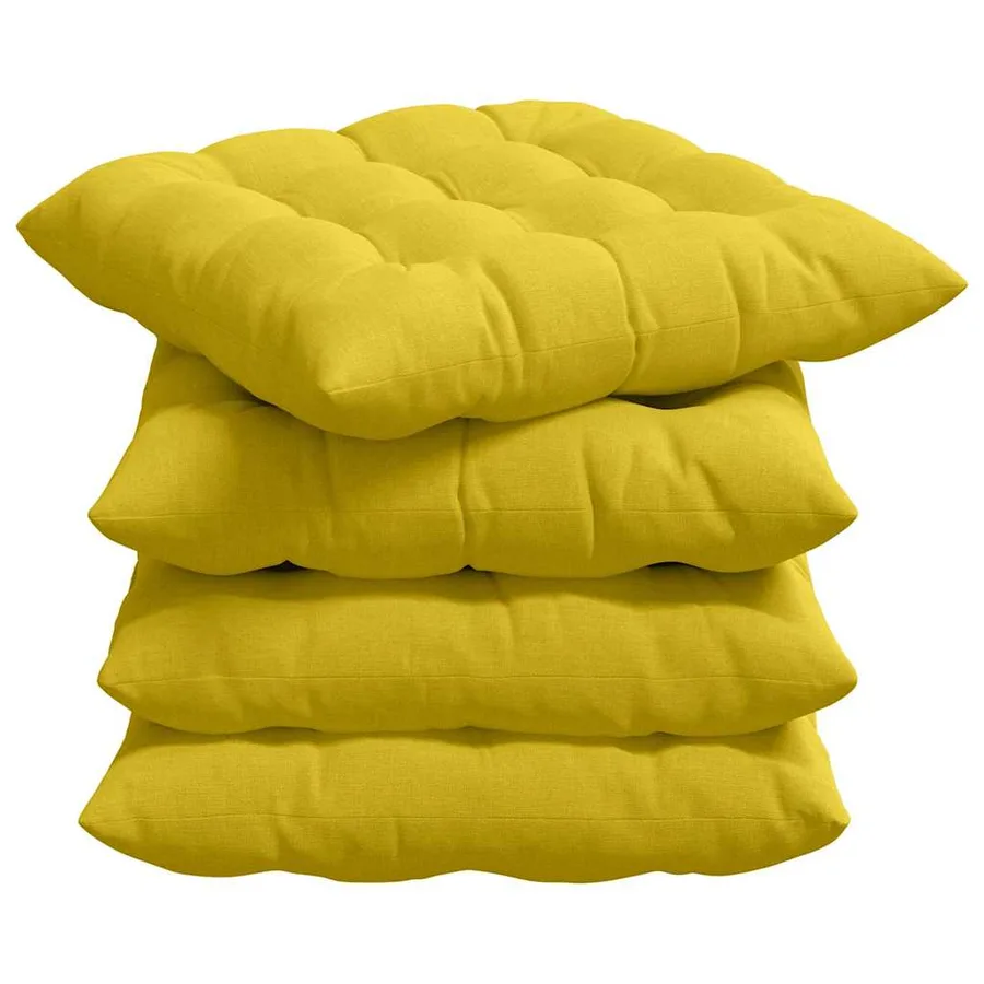 Coussins de siège 4 pcs Jaune clair 40 x 40 x 6 cm tissu - 2