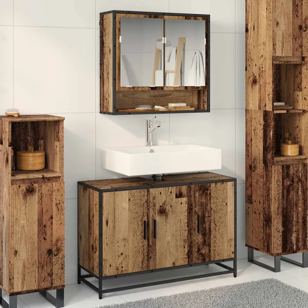 Ensemble de mobilier de salle de bain 2 pcs Bois Ancien