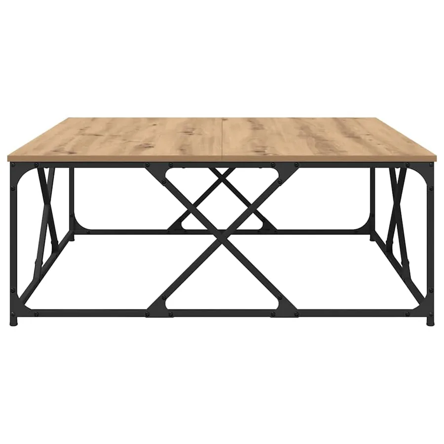 Table basse Chêne artisanal 100 x 100 x 40 cm Bois d'ingénierie - 6