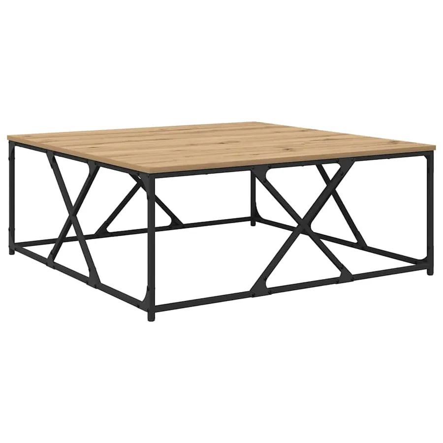 Table basse Chêne artisanal 100 x 100 x 40 cm Bois d'ingénierie - 7