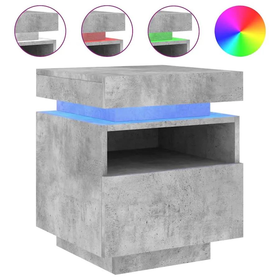 Armoires de chevet avec lumières LED 2 pcs gris béton - 4