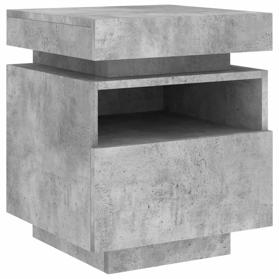 Armoires de chevet avec lumières LED 2 pcs gris béton - 5