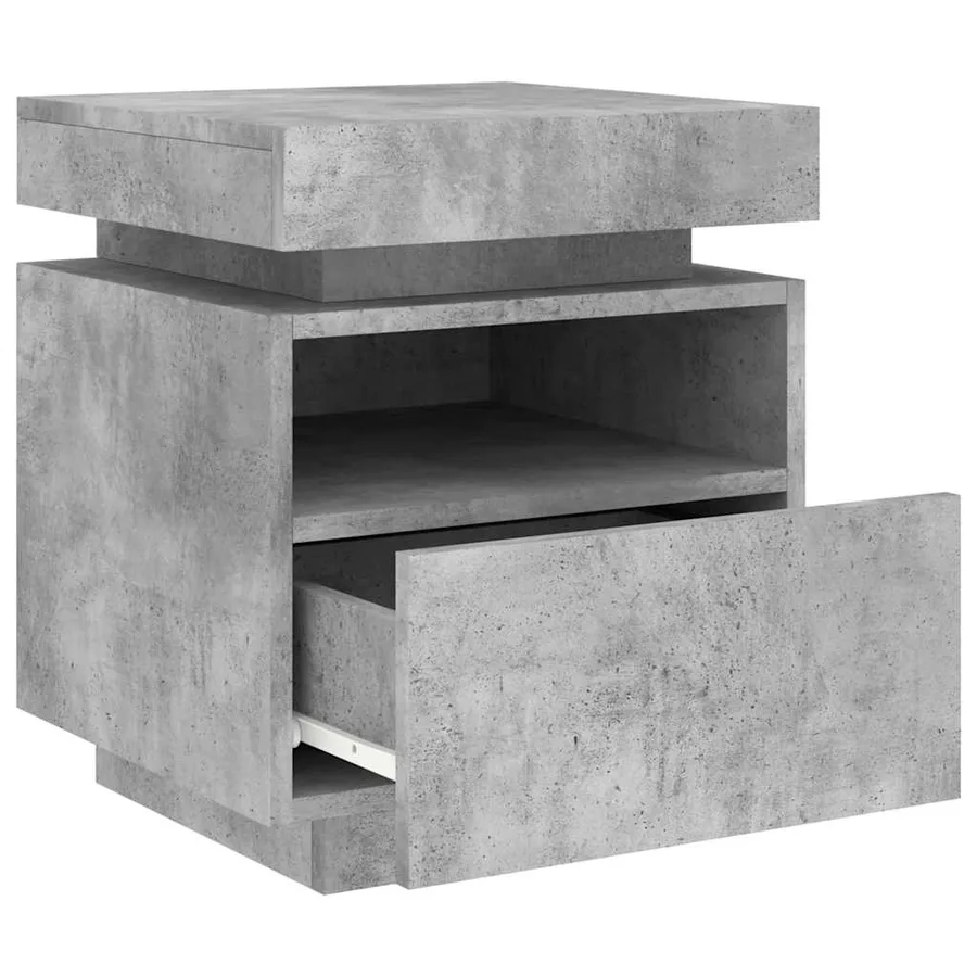 Armoires de chevet avec lumières LED 2 pcs gris béton - 6