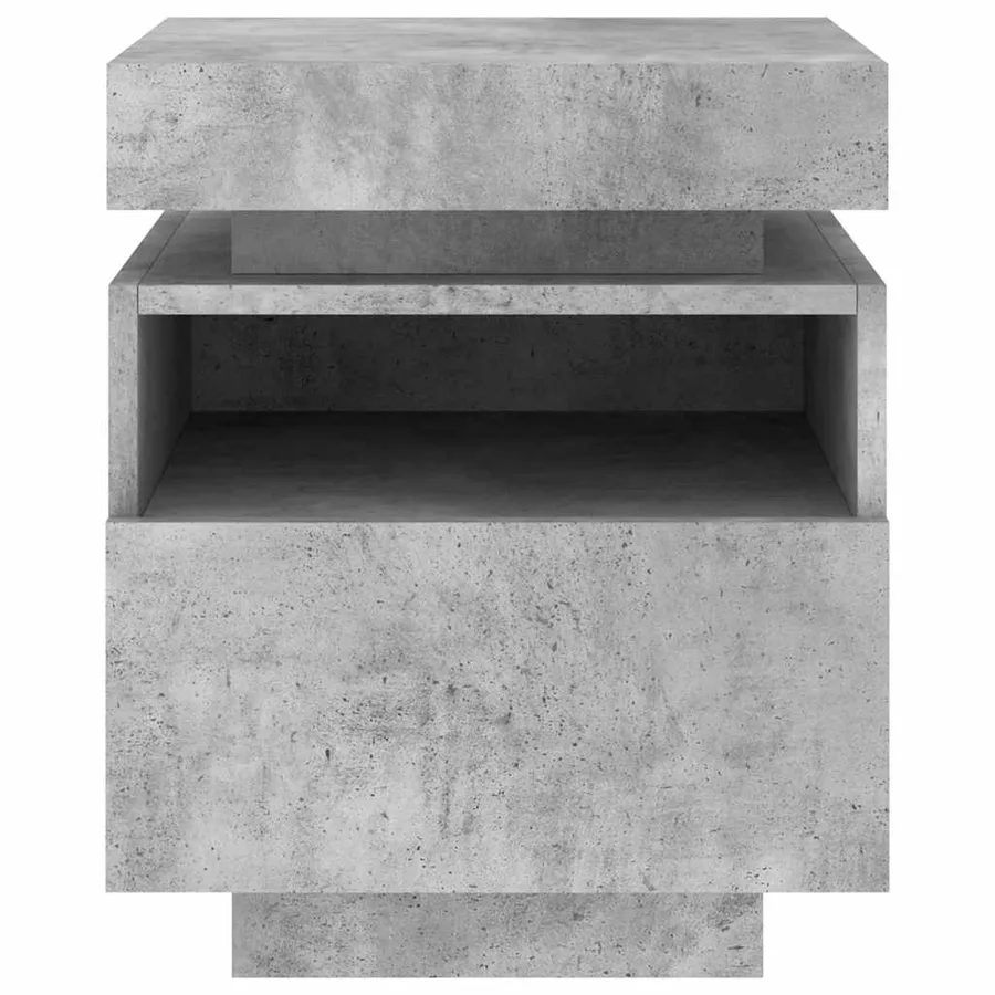 Armoires de chevet avec lumières LED 2 pcs gris béton - 7