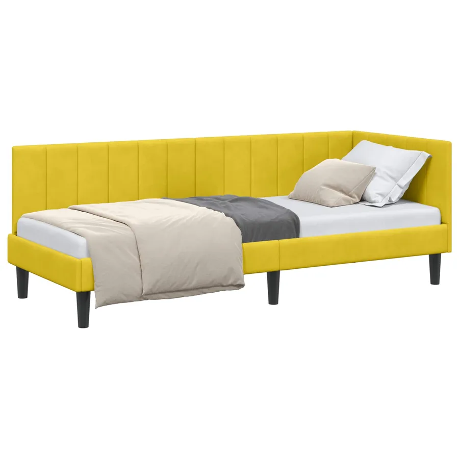 Cadre de lit d'angle Jaune 80 cm x 200 cm Velours - 2